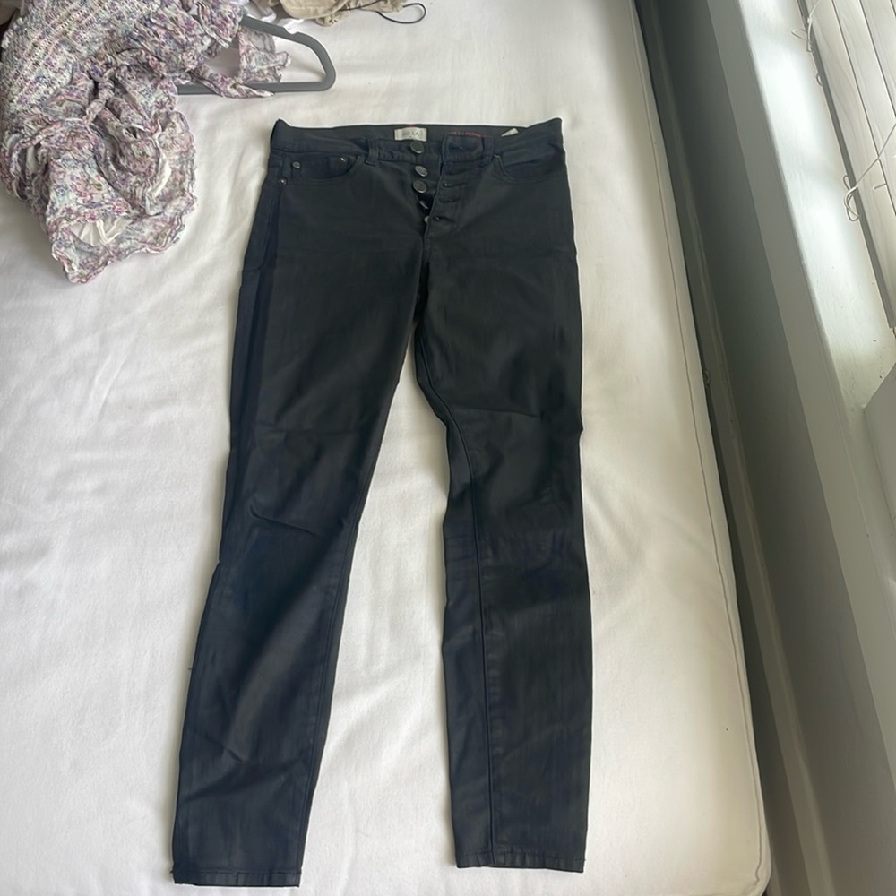 Alice and Olivia coated black jeans high rise